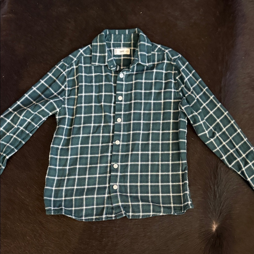 Mango Dark Green Checkered Shirt for Boys